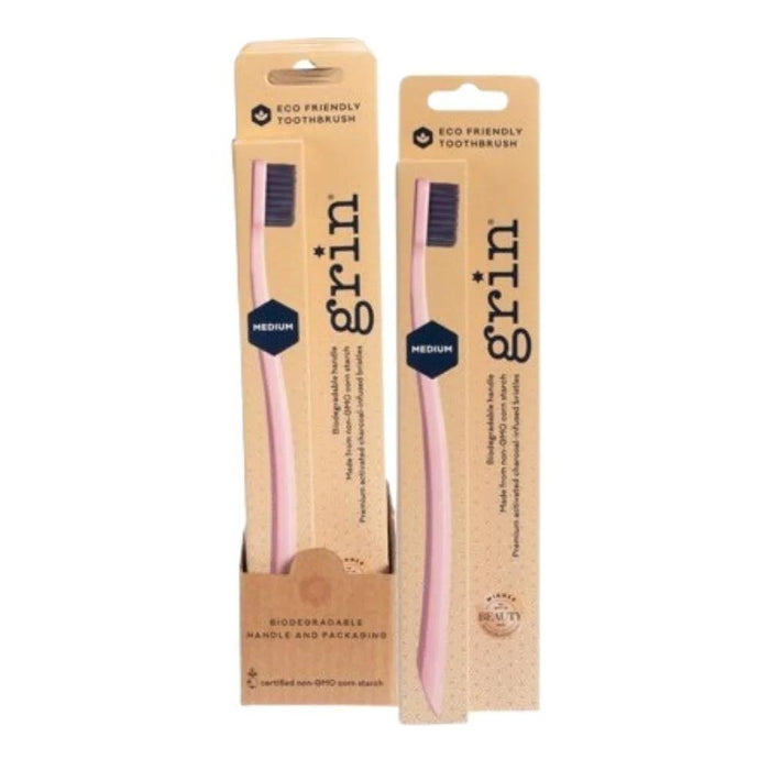 Grin Charcoal Infused Biodegradable Toothbrush - Rose - Hello Charlie