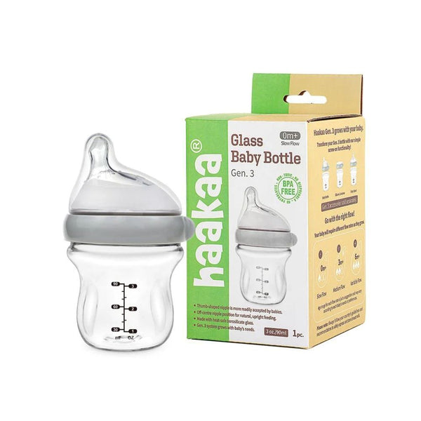 Haakaa Gen 3 Glass Baby Bottle - Grey--Hello-Charlie