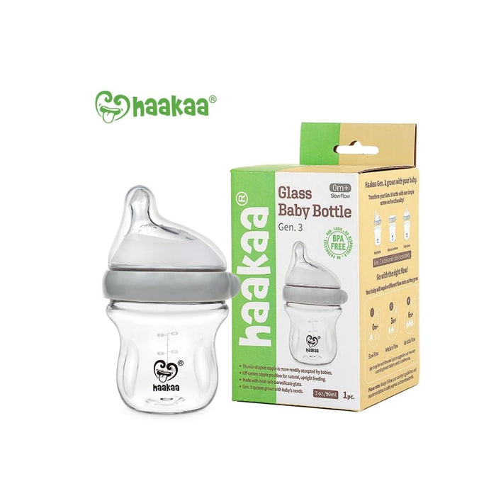 Haakaa Gen 3 Glass Baby Bottle - Grey--Hello-Charlie