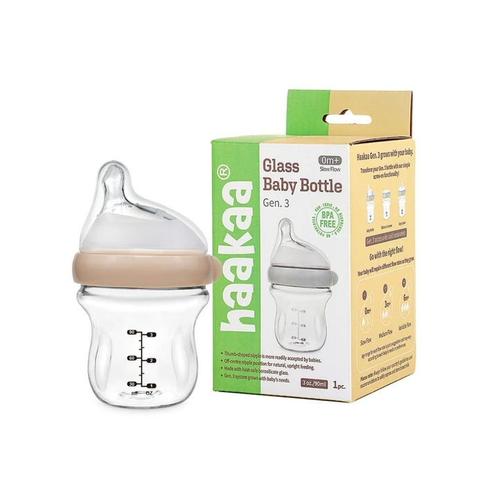 Haakaa Gen 3 Glass Baby Bottle - Peach - Hello Charlie