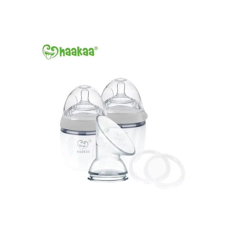 Haakaa Gen 3 Silicone Pump & Bottle Pack - Grey-Haakaa-Hello Charlie