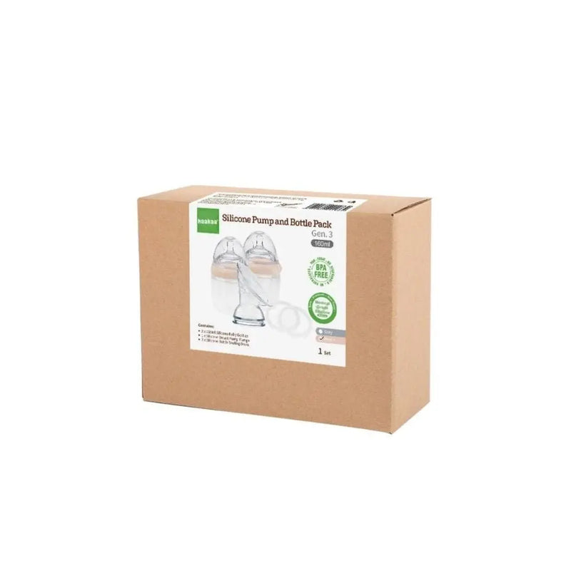 Haakaa Gen 3 Silicone Pump & Bottle Pack - Nude-Haakaa-Hello Charlie