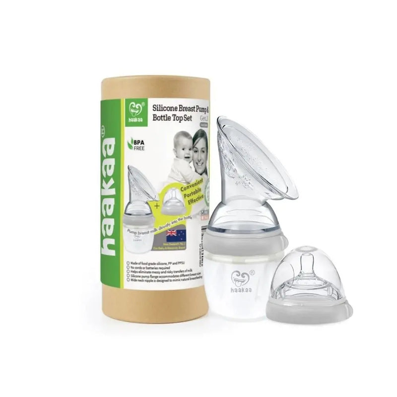 Haakaa Gen 3 Silicone Pump & Bottle Set - Grey-Haakaa-Hello Charlie