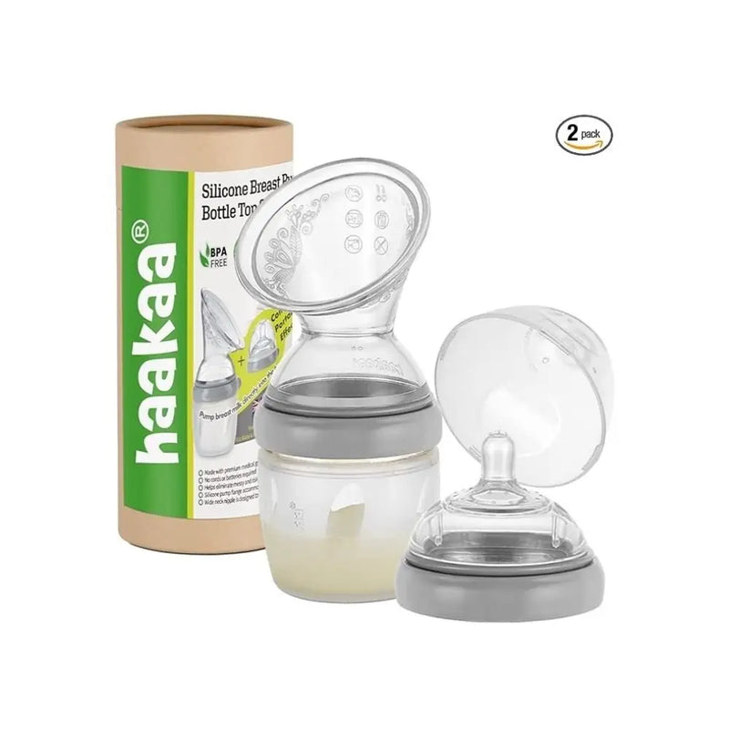 Haakaa Gen 3 Silicone Pump & Bottle Set - Grey-Haakaa-Hello Charlie