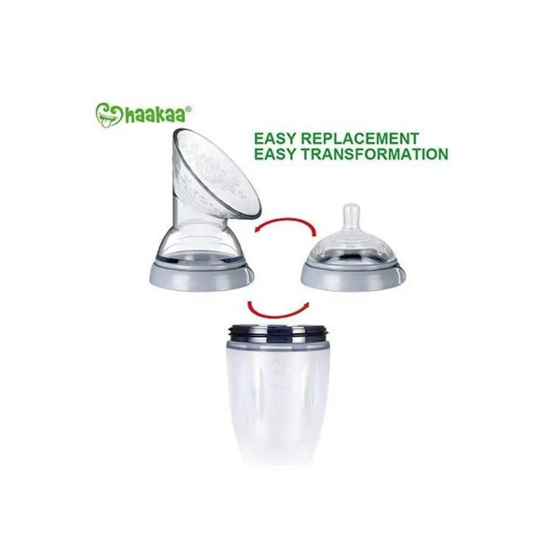 Haakaa Gen 3 Silicone Pump & Bottle Set - Grey-Haakaa-Hello Charlie