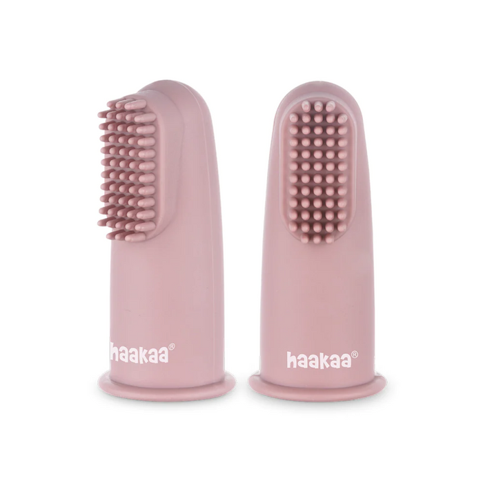 Haakaa Textured Silicone Finger Toothbrush - 2pk-Blush-Hello-Charlie