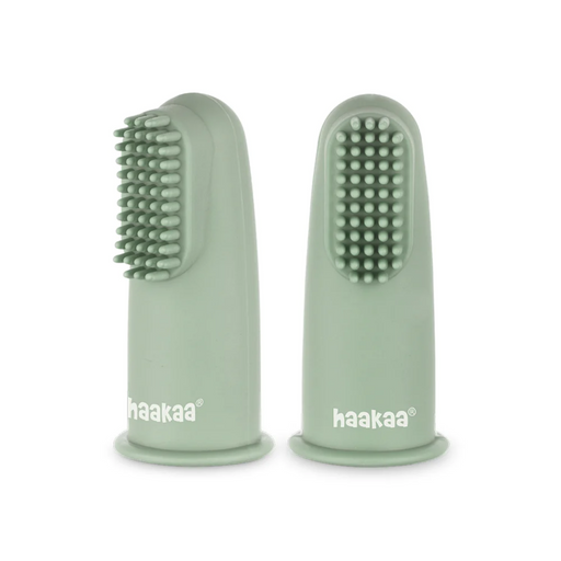 Haakaa Textured Silicone Finger Toothbrush - 2pk-Pea Green-Hello-Charlie