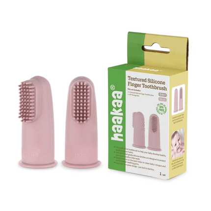 Haakaa Textured Silicone Finger Toothbrush - 2pk-Haakaa-Pea Green-Hello Charlie