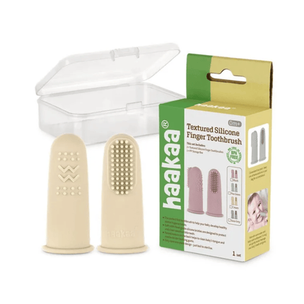 Haakaa Textured Silicone Finger Toothbrush - 2pk-Haakaa-Pea Green-Hello Charlie
