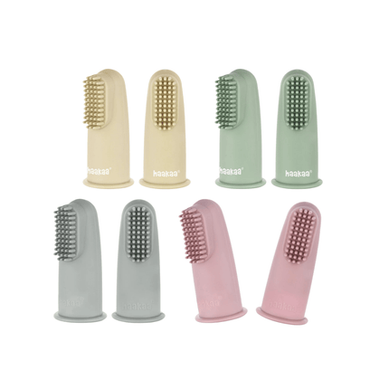 Haakaa Textured Silicone Finger Toothbrush - 2pk-Haakaa-Pea Green-Hello Charlie