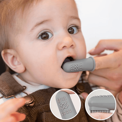 Haakaa Textured Silicone Finger Toothbrush - 2pk-Haakaa-Pea Green-Hello Charlie