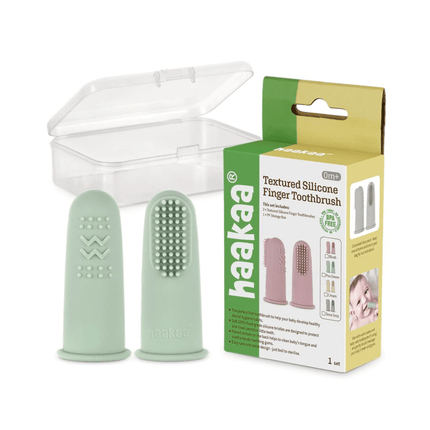 Haakaa Textured Silicone Finger Toothbrush - 2pk-Haakaa-Pea Green-Hello Charlie