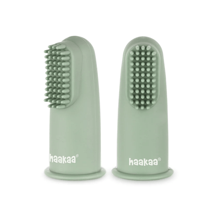 Haakaa Textured Silicone Finger Toothbrush - 2pk-Haakaa-Pea Green-Hello Charlie