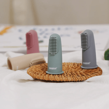 Haakaa Textured Silicone Finger Toothbrush - 2pk-Haakaa-Pea Green-Hello Charlie