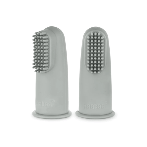 Haakaa Textured Silicone Finger Toothbrush - 2pk-Haakaa-Suva Grey-Hello Charlie