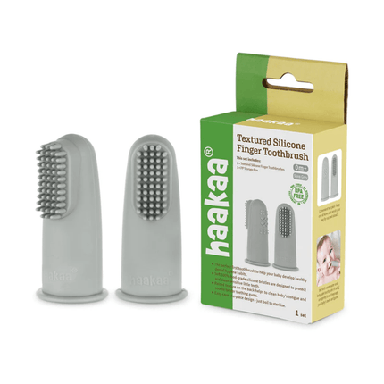 Haakaa Textured Silicone Finger Toothbrush - 2pk-Haakaa-Pea Green-Hello Charlie