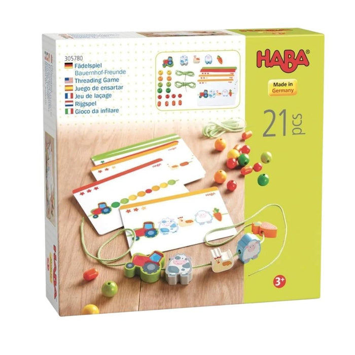 HABA Threading and Lacing Toy - Farm Blocks - Hello Charlie