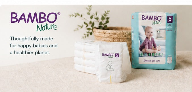 Bambo Nature nappies and product packaging