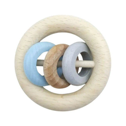 Hess Spielzeug Round 3 Ring Rattle - Blue-Hess Spielzeug-Hello Charlie