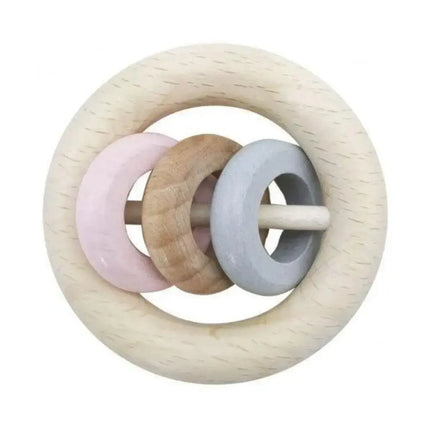 Hess Spielzeug Round 3 Ring Rattle - Rose-Hess Spielzeug-Hello Charlie