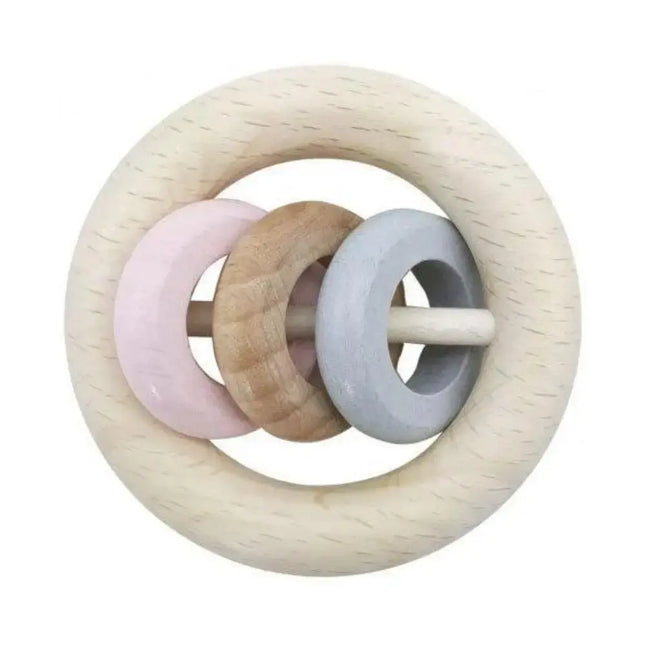 Hess Spielzeug Round 3 Ring Rattle - Rose-Hess Spielzeug-Hello Charlie
