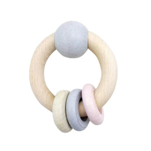 Hess Spielzeug Wooden Ball Rattle with 3 Rings - Rose--Hello-Charlie