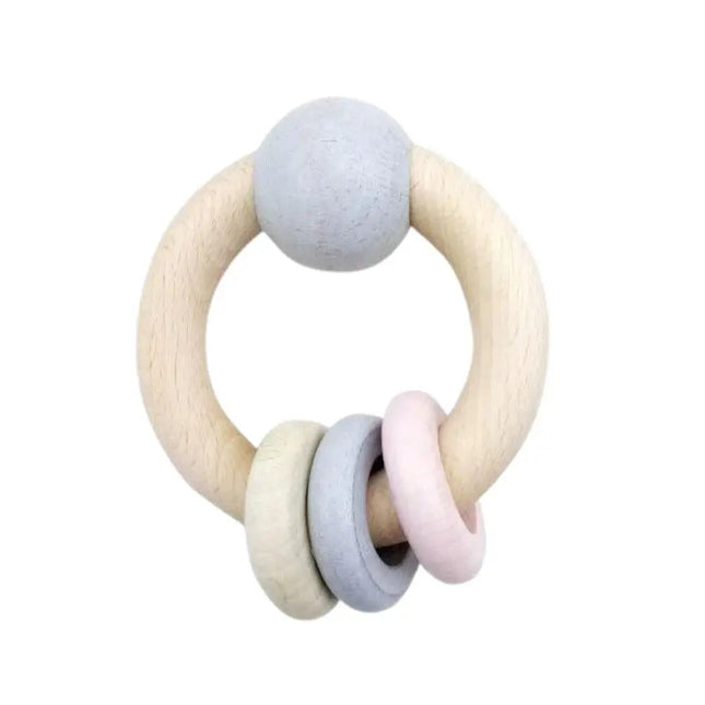 Hess Spielzeug Wooden Ball Rattle with 3 Rings - Rose-Hess Spielzeug-Hello Charlie