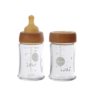 Hevea Baby Wide Neck Glass Feeding Bottles - 2 pack - Natural-150ml-Hello-Charlie