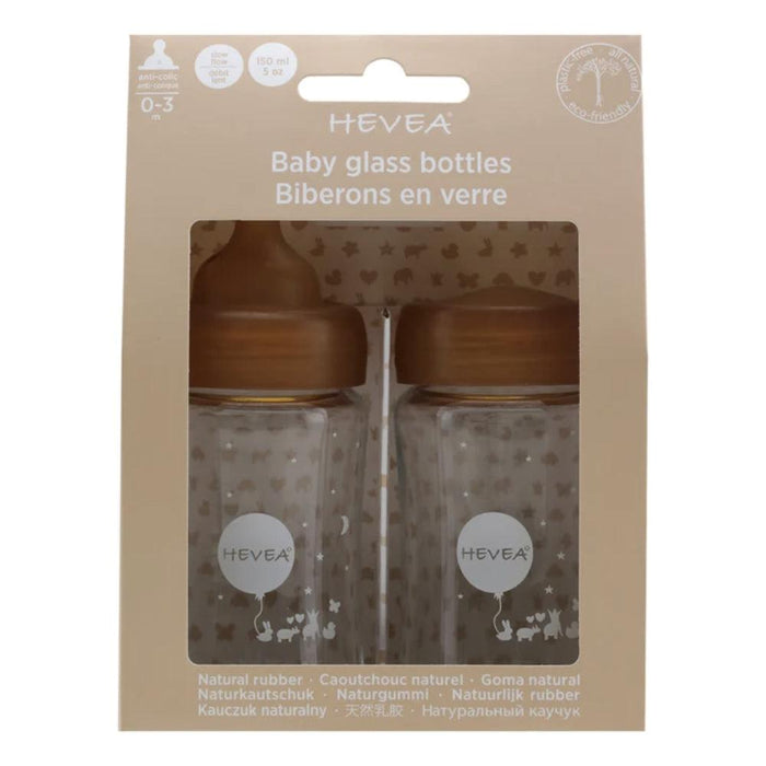Hevea Baby Wide Neck Glass Feeding Bottles - 2 pack - Natural--Hello-Charlie