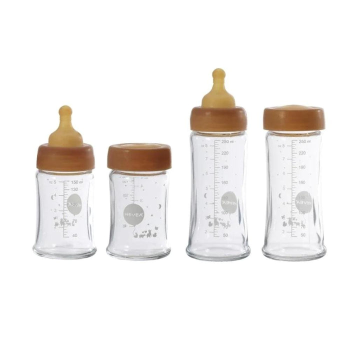 Hevea Baby Wide Neck Glass Feeding Bottles - 2 pack - Natural - Hello Charlie