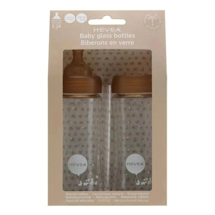 Hevea Baby Wide Neck Glass Feeding Bottles - 2 pack - Natural - Hello Charlie