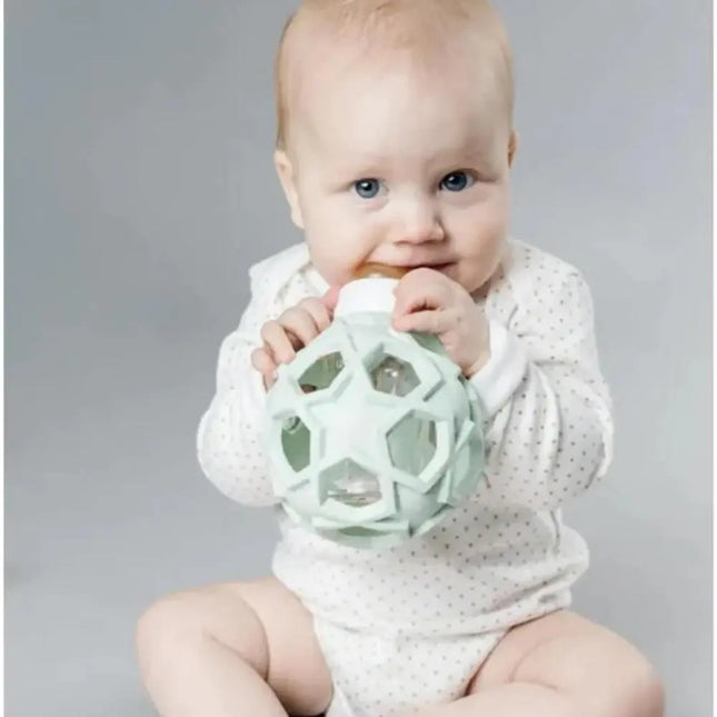 Hevea Glass Baby Bottle with Upcycled Star Ball - Mint-Hevea-Hello Charlie