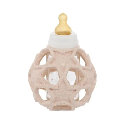Hevea Glass Baby Bottle with Upcycled Star Ball - Peach-Hevea-Hello Charlie