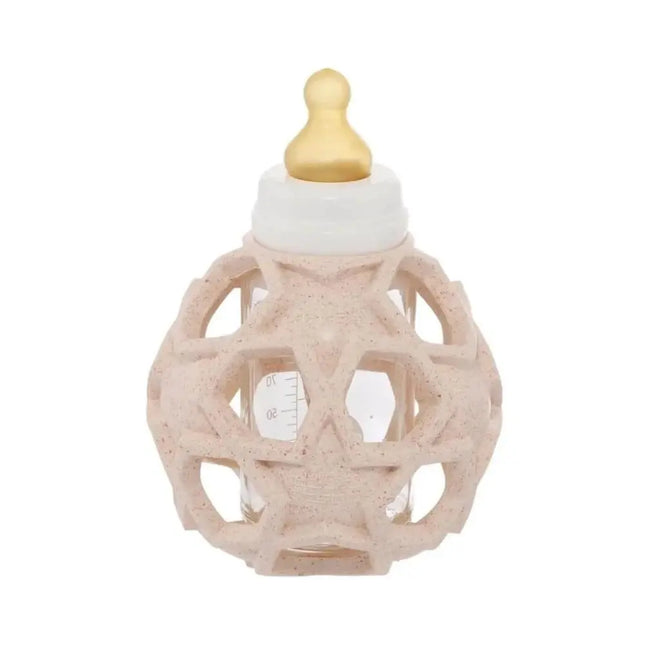 Hevea Glass Baby Bottle with Upcycled Star Ball - Peach-Hevea-Hello Charlie