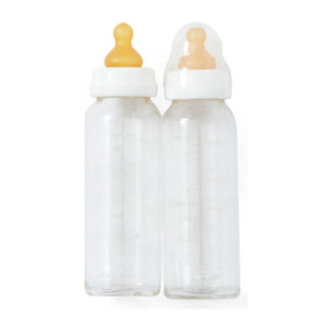 Hevea Glass Baby Bottles 240ml - 2 pack - White--Hello-Charlie