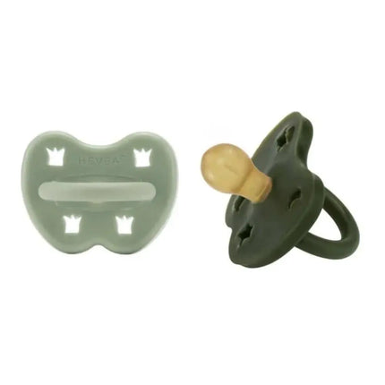 Hevea Natural Pacifier -2-pack- Moss Green & Deep Forest-Hevea-Round 3-36 months-Hello Charlie