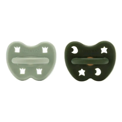 Hevea Natural Pacifier -2-pack- Moss Green & Deep Forest-Hevea-Round 3-36 months-Hello Charlie