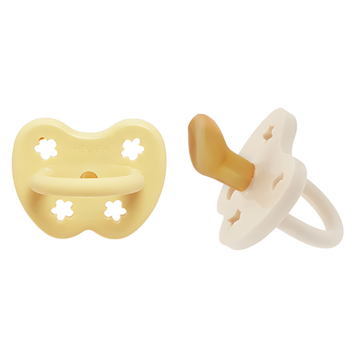 Hevea Natural Pacifier - Pale Butter & Milky White-Orthodontic 3-36 months-Hello-Charlie