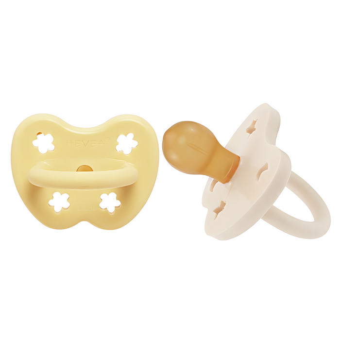 Hevea Natural Pacifier - Pale Butter & Milky White-Round 3-36 months-Hello-Charlie