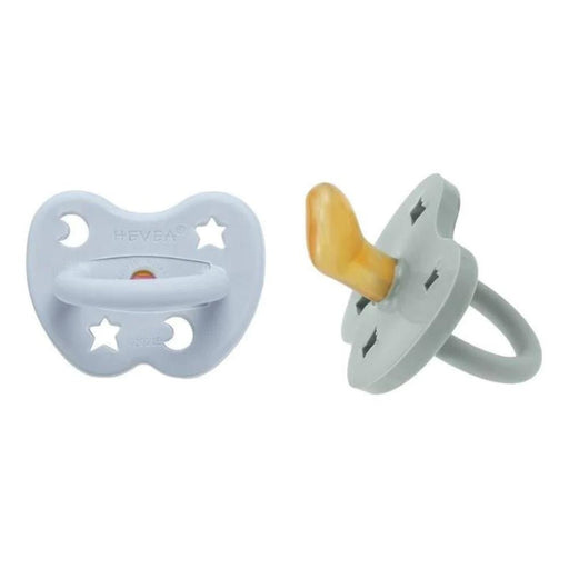 Hevea Natural Rubber Pacifier - Cottage Blue & Gorgeous Grey - Twin Pack - Hello Charlie