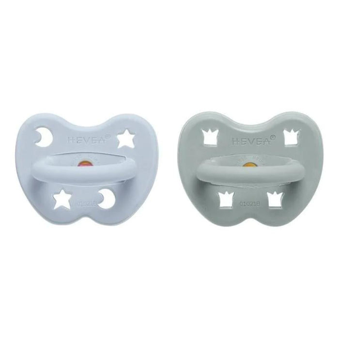 Hevea Natural Rubber Pacifier - Cottage Blue & Gorgeous Grey - Twin Pack - Hello Charlie