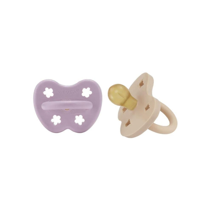 Hevea Natural Rubber Pacifier - Light Orchid & Sandy Nude - Twin Pack - Hello Charlie