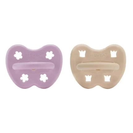 Hevea Natural Rubber Pacifier - Light Orchid & Sandy Nude- Twin Pack-Hevea-Orthodontic 3-36 months-Hello Charlie