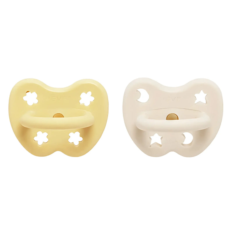 Hevea Natural Rubber Pacifier - Pale Butter & Milky White - Twin Pack-Hevea-Orthodontic 3-36 months-Hello Charlie
