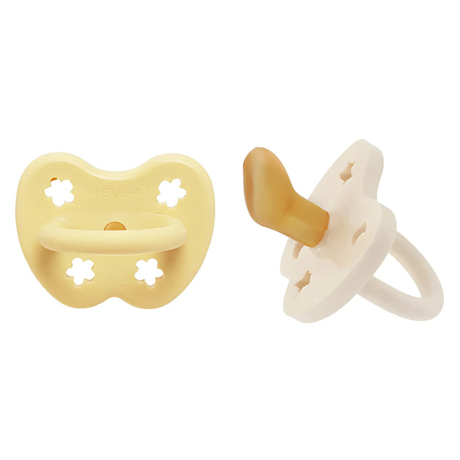 Hevea Natural Rubber Pacifier - Pale Butter & Milky White - Twin Pack-Hevea-Orthodontic 3-36 months-Hello Charlie