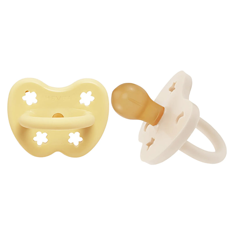 Hevea Natural Rubber Pacifier - Pale Butter & Milky White - Twin Pack-Hevea-Round 3-36 months-Hello Charlie