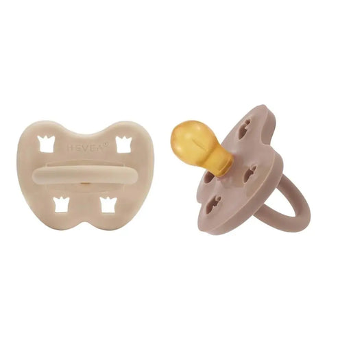Hevea Natural Rubber Pacifier - Sandy Nude & Tan Beige - Twin Pack-Hevea-Round 3-36 months-Hello Charlie