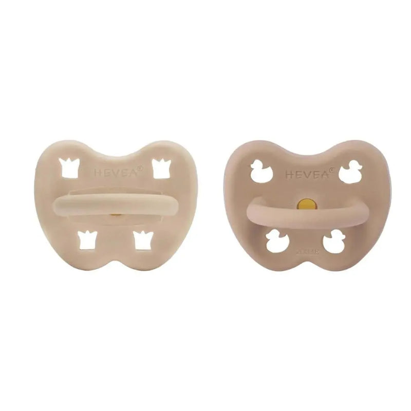 Hevea Natural Rubber Pacifier - Sandy Nude & Tan Beige - Twin Pack-Hevea-Orthodontic 3-36 months-Hello Charlie