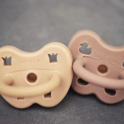 Hevea Natural Rubber Pacifier - Sandy Nude & Tan Beige - Twin Pack-Hevea-Orthodontic 3-36 months-Hello Charlie