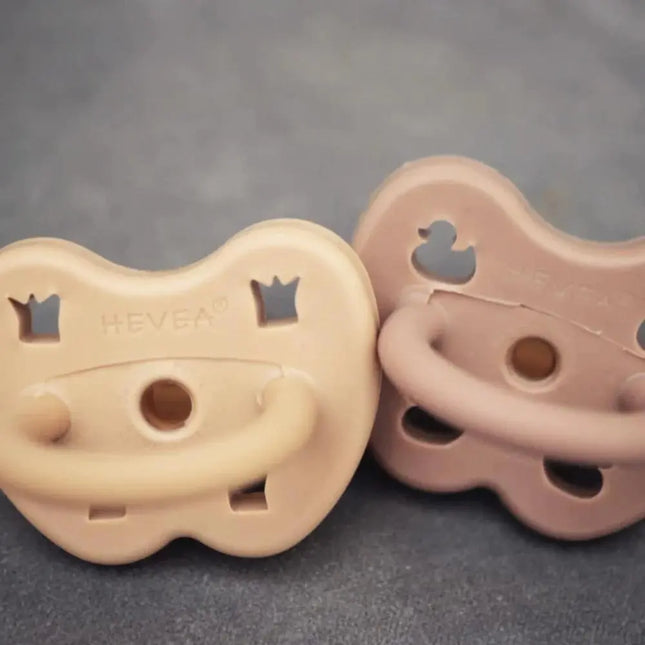 Hevea Natural Rubber Pacifier - Sandy Nude & Tan Beige - Twin Pack-Hevea-Orthodontic 3-36 months-Hello Charlie